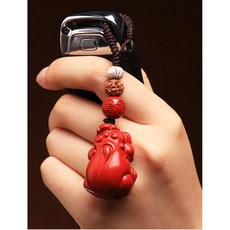 재물과 금전운을 부르는 고급스러운 경면주사 비휴 자동차 열쇠고리 액운 방지와 출입 평안을 위한 불교 키홀더(고급 선물박스 증정), 주사 비휴 × 1개