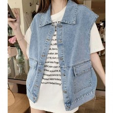 여성 데님 청 조끼 캐주얼 봄 가을 간절기 베스트 0402