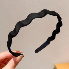 簡約波浪洗臉化妝髮箍 居家髮飾, 1個, 黑色波浪髮箍