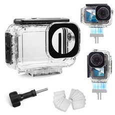 자기 퀵 릴리스 인터페이스가 있는 FitStill 196FT/60M 수중 방수 케이스 DJI 오스모 액션 5 프로 4 3 보호 커버 보이지 않는 다이빙 쉘 액세서리 키트와 호환, 1개