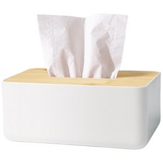 코멧 원목 티슈 케이스, 화이트, 1개