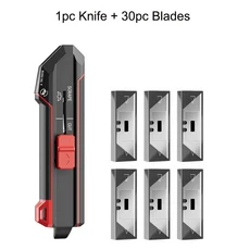 한 클릭 변환 청소 삽 합금 재료 절단 도구 꼬리 병따개와 새로운 다기능 아트 나이프, 03 1Knife 30Blades