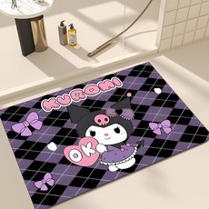 Tiger Pavilion 산리오 쿠로미 바닥 매트 2개입, 핑크 + 퍼플 + 블랙