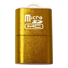 迷你鋁合金USB 2.0讀卡器, 金色, 1個, USB2.0 TF卡讀卡器