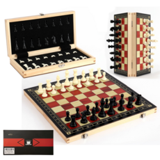 마이스터라인 프리미엄 원목 접이식 자석 체스, 1개, 대형