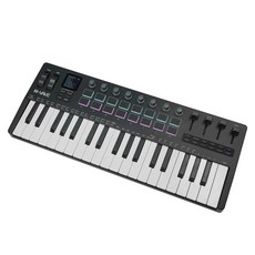 M-VAVE SMK-37 pro 37키 USB MIDI 컨트롤러 16개의 RGB 패드와 8개의 노브 Windows Mac IOS Android 소프트웨어 작동, 02 black and white