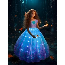 UPORPOR 공주 드레스 공주 코스튬 여아용 할로윈 의상 유아용 크리스마스 드레스 어린이 생일 파티 카니발 140, 5-6 Years