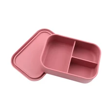 3칸 실리콘 도시락 직사각형 내열성 식품 용기 전자레인지용 도시락 용기 학교, 10 Rose Red-1300ML-