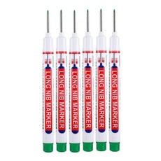 긴펜촉 마커 깊은 구멍 헤드 4 색 방수 목공 금속 도구 미술 용품 20mm 세트당 6 개, [04] 6Pcs Green