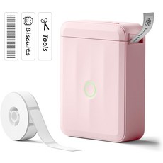 NIIMBOT 라벨 메이커 머신 학교 홈 오피스 정리용 블루투스 프린터 무선 미니 라벨러 D110 업그레이드 버전 테이프 1개 포함 파란색, Pink, 1_Label Machine with