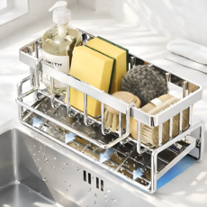 세요나 물기배출 수세미 거치대, 1개, 실버