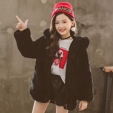 베비포 초등생 자수패치 보아털 퍼 후드 코트 MO77