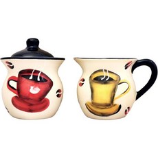 ACK 세라믹 크림 및 설탕 세트빨간 물방울 무늬, Colorful Coffee Bean