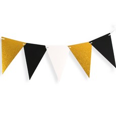 흑백금 가랜드 깃발모양