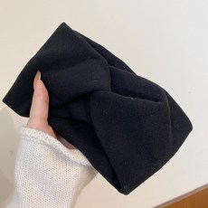 交叉寬髮帶 洗臉頭巾 頭飾, 1個, 黑色【A86】