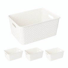 코드86 사각 수납 플라스틱 펜트리 바구니, 화이트, 4개