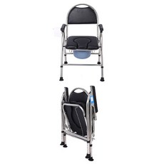 舒窩家居 高靠背便盆椅 帶滾輪可折疊洗澡椅, U型升級增高款黑色, 1個