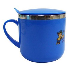 汪汪隊立大功 兒童雙柄隔熱不鏽鋼餐碗 附蓋杯, 1個, 300ml杯子 深藍