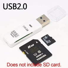 다기능 2-in-1 고속 USB 3.02.0 카드 리더기 TF+SD 지원 컴퓨터 태블릿 카메라 노트북 차량용, 02 white 2.0