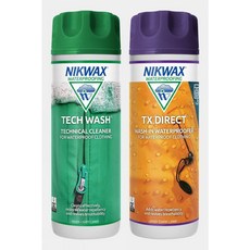 山道具屋 NIKWAX 防水透氣衣物清潔保養組：Tech Wash清潔劑+TX.Direct浸泡式防潑水劑, 1個, 洗劑+防潑水優惠組(300+300ml)