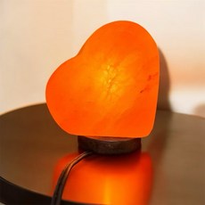 心形鹽燈，天然鹽晶，釋放負離子，淨化空氣，改善睡眠，居家裝飾，送禮首選, 橘紅