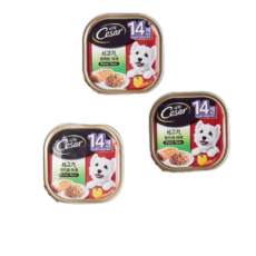 몰리스 시저 14세 이상 쇠고기와 쌀과 야채 캔 3개입, 1개, 300g, 혼합맛