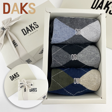 닥스 남성용 면혼방 아가일 체크 중목 양말 3켤레