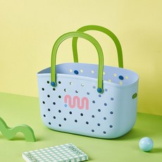 多巴胺浴筐洗澡籃子手提浴室收納籃 學生宿舍洗漱用品可愛鏤空籃, 多巴胺洗澡籃丨海藍色