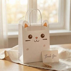 귀여운 동물 답례품 선물 쇼핑백, 10개, 포근야옹