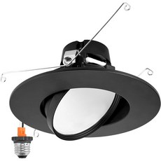 맥시마 5인치 6인치 회전 가능 LED 교체용 다운라이트 짐벌 1200 루멘 11 와트 디머 5단계 컬러 온도 2700K3000K3500K4000K5000K 매입형 천장 조명, Black