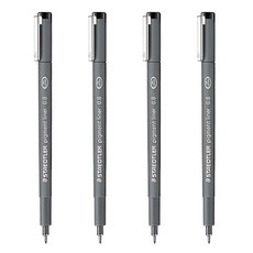 스테들러 피그먼트 라이너 308 잉크펜/드로잉, 0.8-검정, 4개입