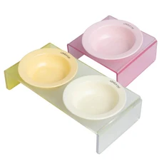 LOVELY CAT寵物碗架 單口雙口寵物食碗 寵物餵食碗, 單碗架 純粉色, 1個