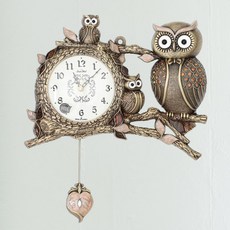 포피포 엔틱 부엉이 추 벽시계, 골드, 골드