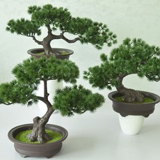 MMC 소나무 분재 조화 인조 나무 인테리어 장식소품 해송 소나무 분재 화분세트, 9.퍼플그레스하프문