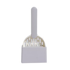 有才寵物商店 雙色拼接貓砂鏟套組 實木柄塗層貓砂鏟 直紋快速漏沙金屬貓砂鏟, 1個, 有喵病 雙色拼接貓砂鏟套組-白灰