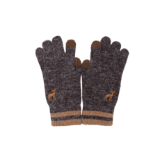 體溫魔術師丨男士麋鹿刺繡單層觸控手套 針織輕盈保暖親膚手套 防風舒適冬季百搭觸控手套, 深咖啡, 1個