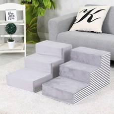 국산 강아지 계단 극세사 스펀지 포함 2단3단4단 노견용품 슬개골탈구, 1개, 스트라이프