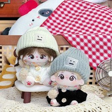10cm娃衣 棉花娃娃衣服10cm娃衣玩偶毛衣連體衣紐扣針織帽子圍巾配飾換裝冬 娃娃衣服 娃娃配件 娃衣 1COY, 1個, 10cm灰臉帽,適合10cm棉花娃