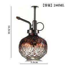 複古歐式鵰花玻璃噴壺 240ML, 1個, 漸變棕噴壺,銀色塑料電鍍噴頭
