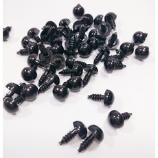 非織不可 玩偶娃娃眼睛 插入式全黑眼睛 附墊片 動物毛絨玩具眼睛 黑色螺絲腳 DIY配件, 1個, 16mm  /  4粒