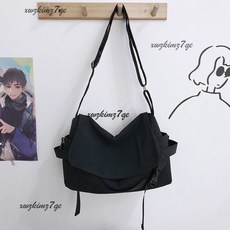 韓系側背包 單肩包 斜背包 郵差包 胸包 大容量運動包, 黑色-加厚設計-大容量
