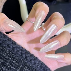 貓眼穿戴甲高級感閃鑽漸變新年美甲甲片小紅書爆款穿戴式指甲片, 1個, BY1743銀色流光:穿戴甲#30片/盒