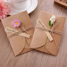 피에스컴퍼니 고급 감성 미니 크라프트 편지지 세트, 1개, 백합2+핑크데이지2