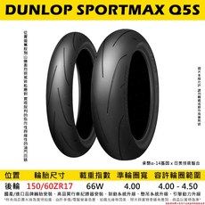 DUNLOP SPORTMAX Q5S 後輪 150/60ZR17 運動胎, 1個
