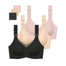 Gailife 모유 수유용 수유 브라 3팩 심리스 브이넥 메시 임산부 브라 편안한 임산부 수면 브라렛 - S 블랙/베이지/다크 레드 블랙/베이지/다크 레드 스몰, 블랙/베이지/핑크