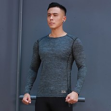 高品質圓領運動上衣 長袖速乾排汗衫 緊身彈力健身T恤