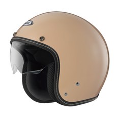 ZEUS ZS 388A 素色復古安全帽：內墨鏡片、吸濕排汗內襯、可拆洗3/4罩, 卡其