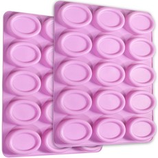 Newk 타원형 실리콘 몰드 2개 팩 12구 논스틱 케이크 팝 비누 초콜릿 쿠키 배스밤 치즈케이크용