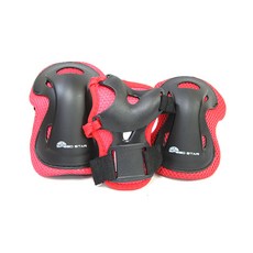 SRK 아동용 인라인 자전거 보호대 세트 손목+팔꿈치+무릎, 1개, 레드