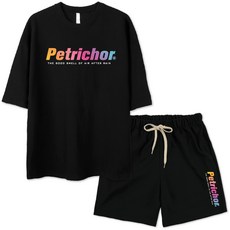 벤힛 남녀공용 Petrichor 오버핏 반팔 + 반바지 트레이닝 상하의 세트